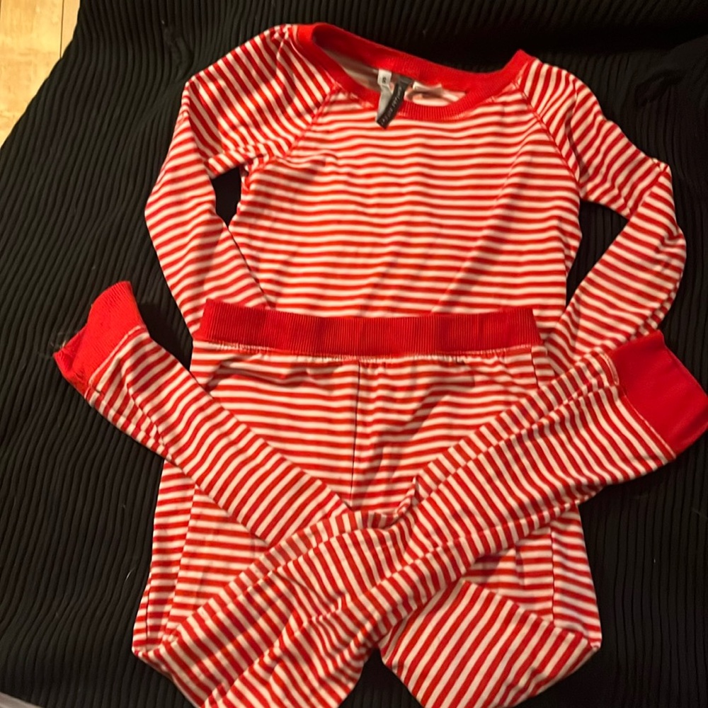 Striped candy 🦯 cane pajamas